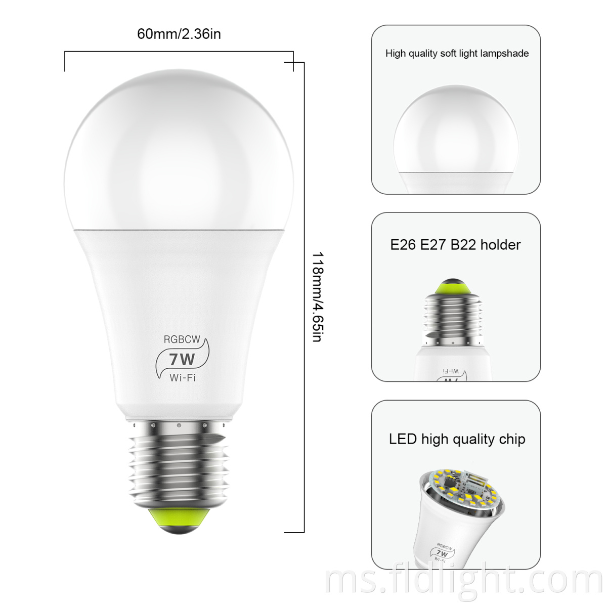 7W smart bulb Dimension